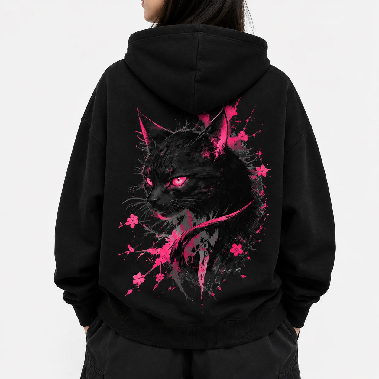 Magenta Vigil Cat Hoodie